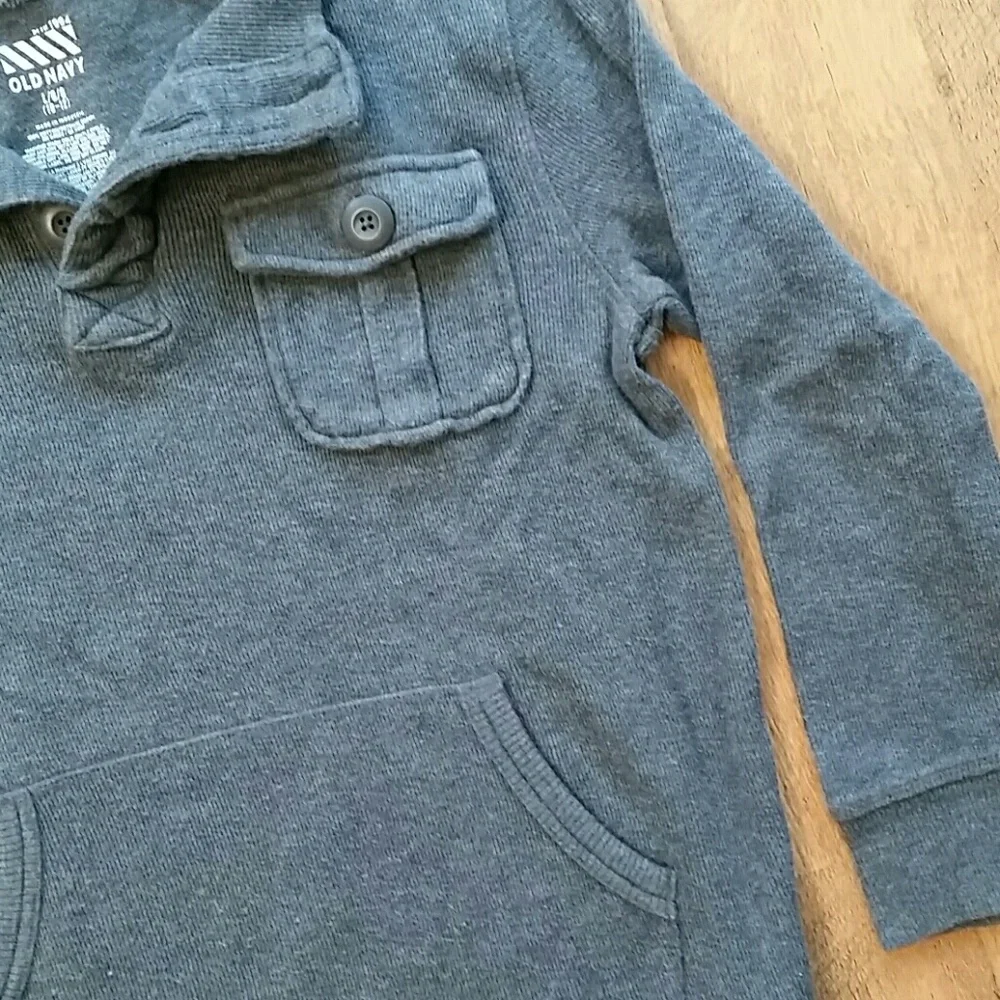 Old Navy Boys Grey Pullover Ribbed Top Size 10-12‎